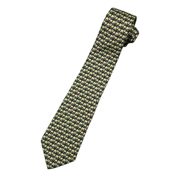 Christian Dior Monsieur Neck Tie Mens 55 x 3.5 Italian Silk Anchor AOP Short USA - Picture 1 of 9